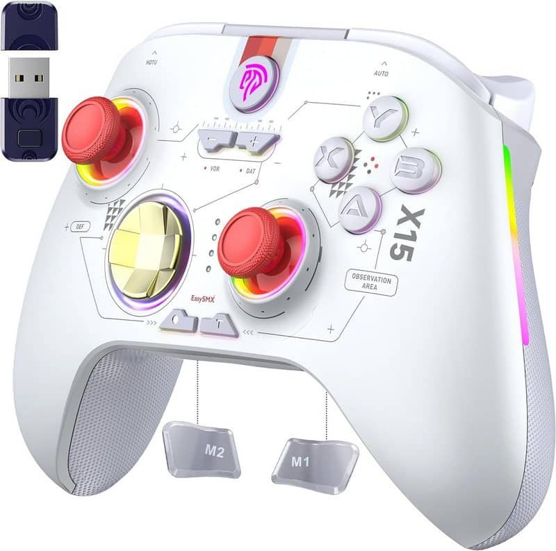 Mando inalámbrico gaming de color blanco con gatillos especiales