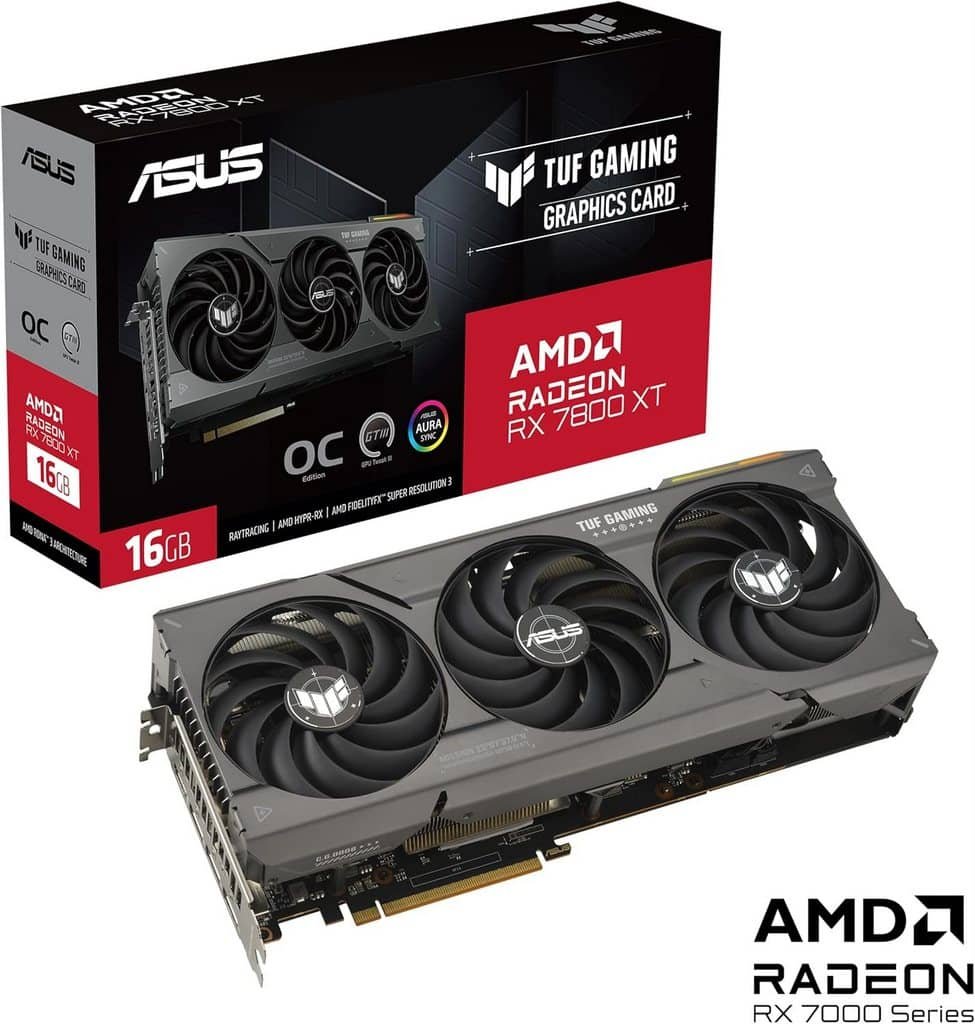 Caja de la gráfica Rx 7800 XT y la misma gráfica