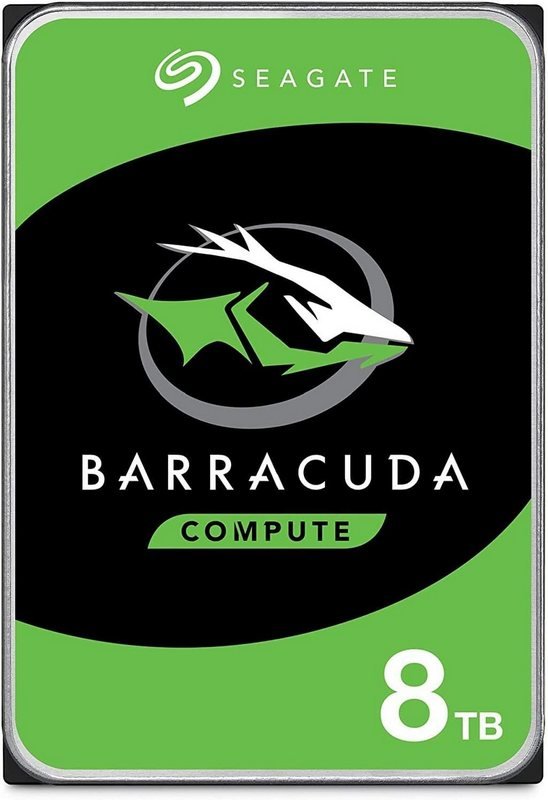 HDD de 8 Terabytes de almacenamiento de la marca Seagate y modelo Barracuda.