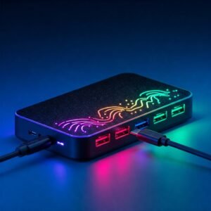 Un hub usb con luces rgb