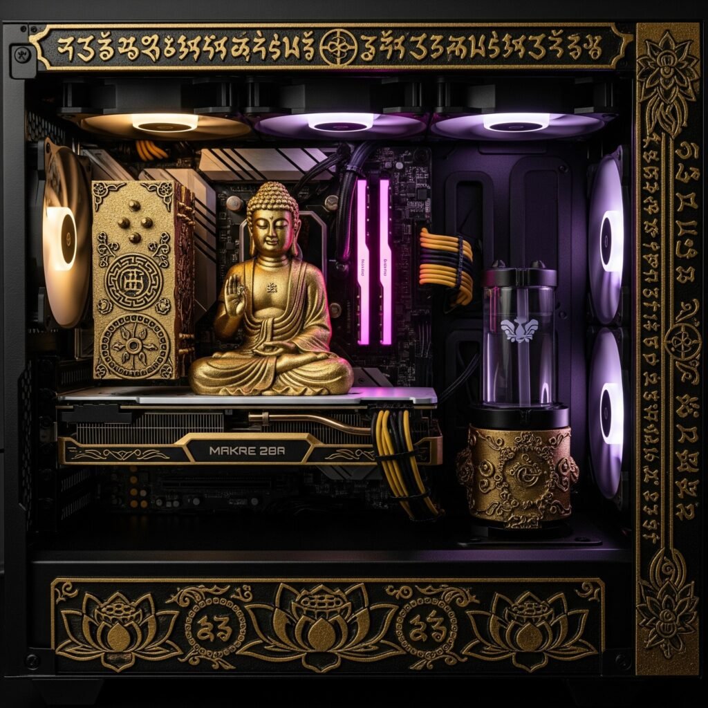 imagen que muestra a un buda dentro de un pc gamer