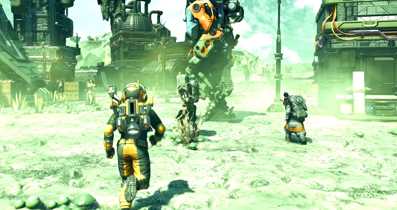 viendo como una nave ataca un asentamiento en no mans sky