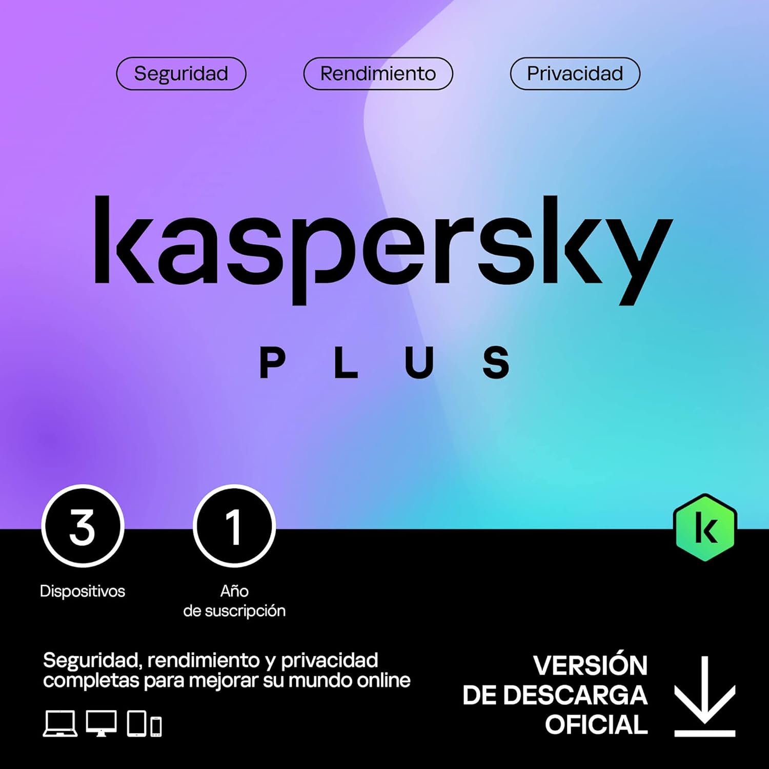 imagen del cartón en donde viene la clave de kaspersky plus