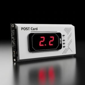 Tarjeta POST con código de error 2.2 en pantalla LED roja, usada para diagnóstico de fallos en placas base