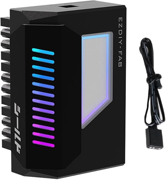LYEAA Adaptador de corriente ATX de 24 pines de 180 grados con luz ARGB para fuente de alimentación de placa base de color negro