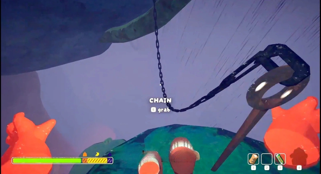 usando una cadena en el videojuego peak