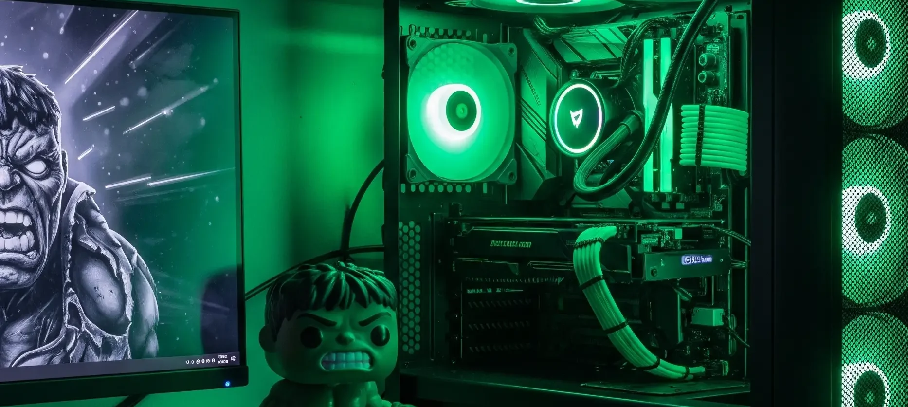 Un setup de temática de Hulk