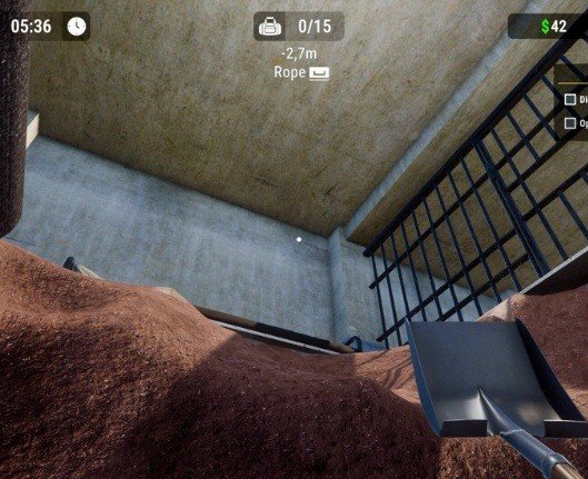 imagen cavando con una pala en prison escape simulator