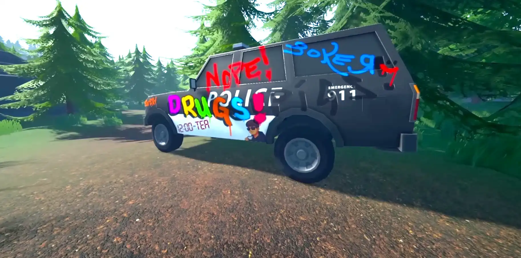 coche lleno de grafitis en el cartel en schedule