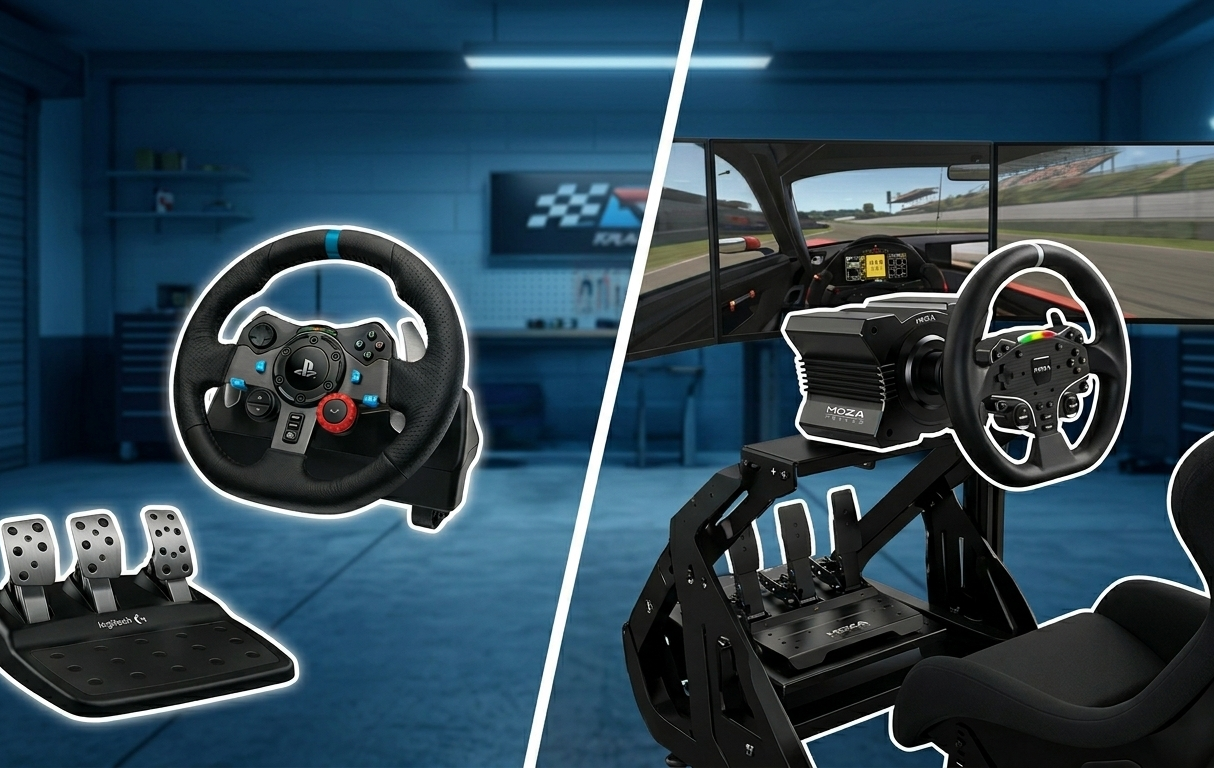 imagen ilustrativa de un g29 vs un volante direct drive