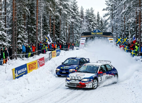 Imagen de Suecia de un Peugeot 306 maxi vs un Subaru Impreza