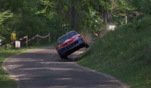 Imagen del videojuego assetto corsa rally en donde esta el coche a dos ruedas