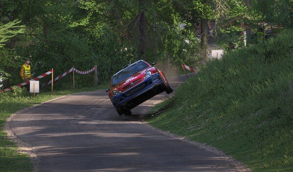 Imagen del videojuego assetto corsa rally en donde esta el coche a dos ruedas