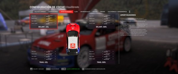 Imagen de los amortiguadores en el setup de el assetto corsa rally