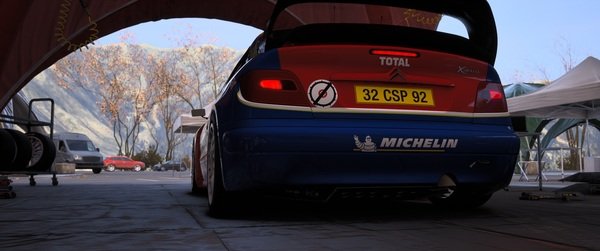 Imagen del xsara wrc en el videojuego assetto corsa rally con un camber positivo